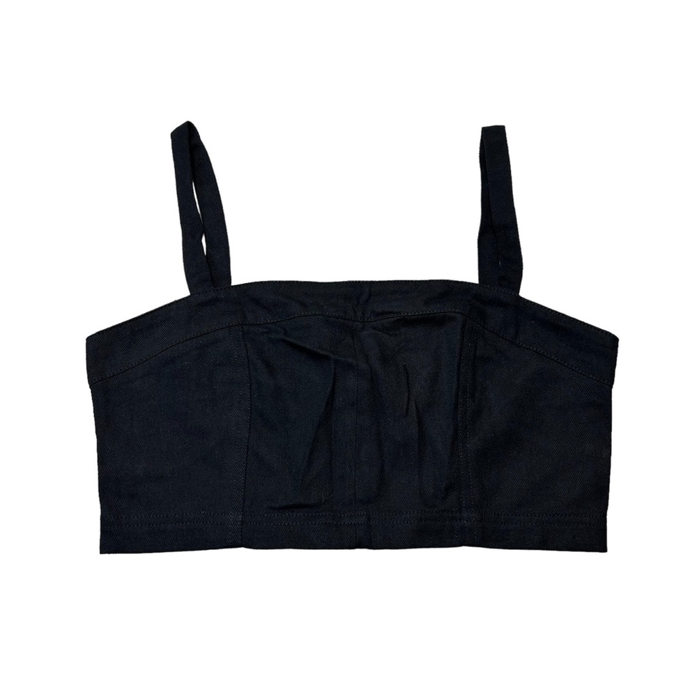 WORKHALL Black Crop Zip Back Top Size L